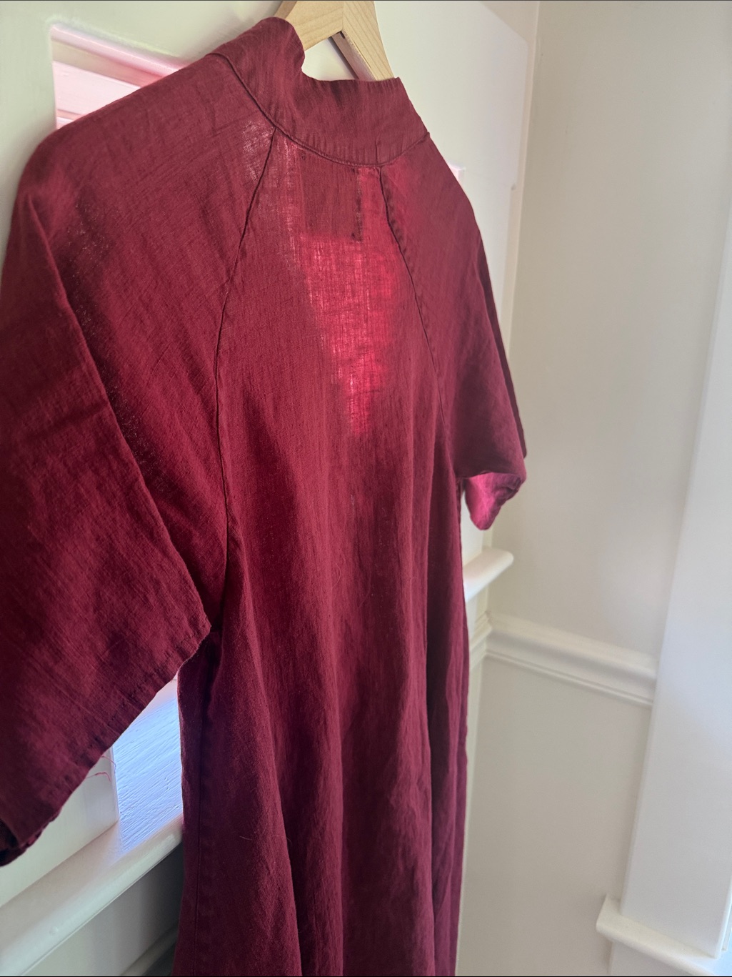 Burgundy Button-Front Linen Maxi Dress Sugar Candy Mountain Small — image 6 of 6